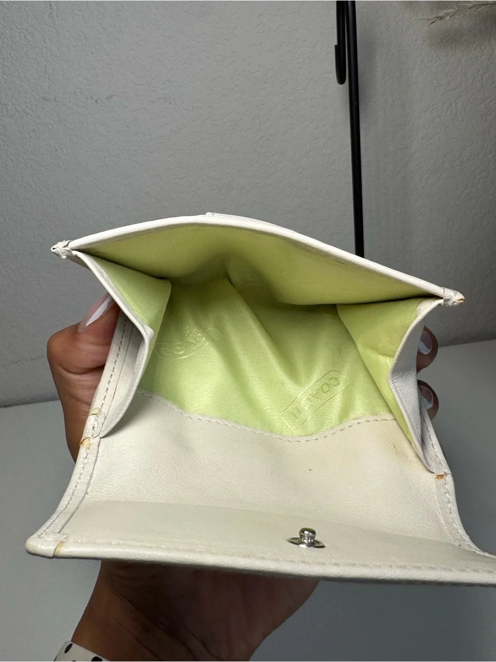 Vintage 2003 Coach Signature Jacquard Trifold Wallet in Lime Green